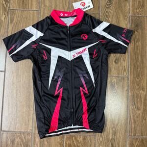 X-Tiger Unisex Cycling Bicycle Clothing Jersey Top, Black/Pink, M